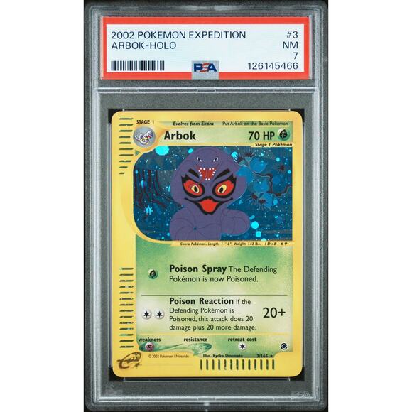 PSA 7 NEAR MINT Arbok 3/165 Pokémon Expedition 2002 Holo Foil Rare E-Reader Card - Picture 1 of 2